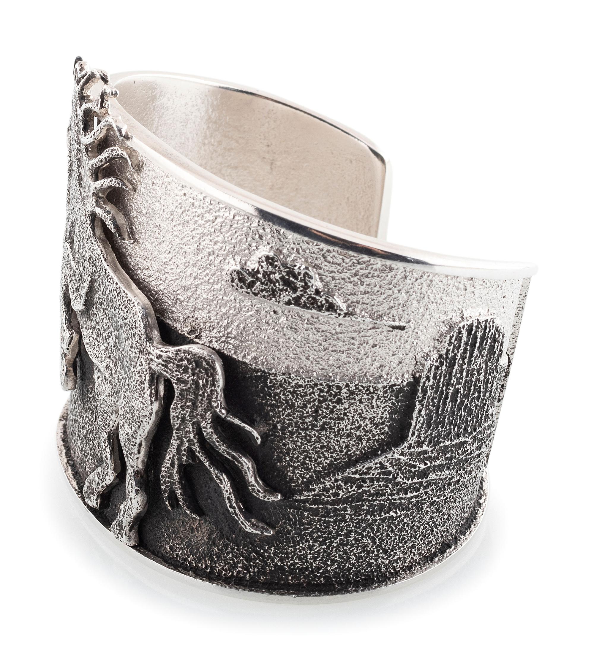 Sterling Silver Tufa Cast Cuff Bracelet