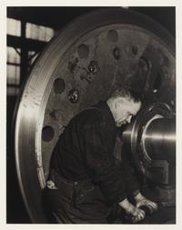 Lewis Hine (American, 1874–1940) — Mechanic (skilled) in a modern locomotive plant, ca. 1930; printed later