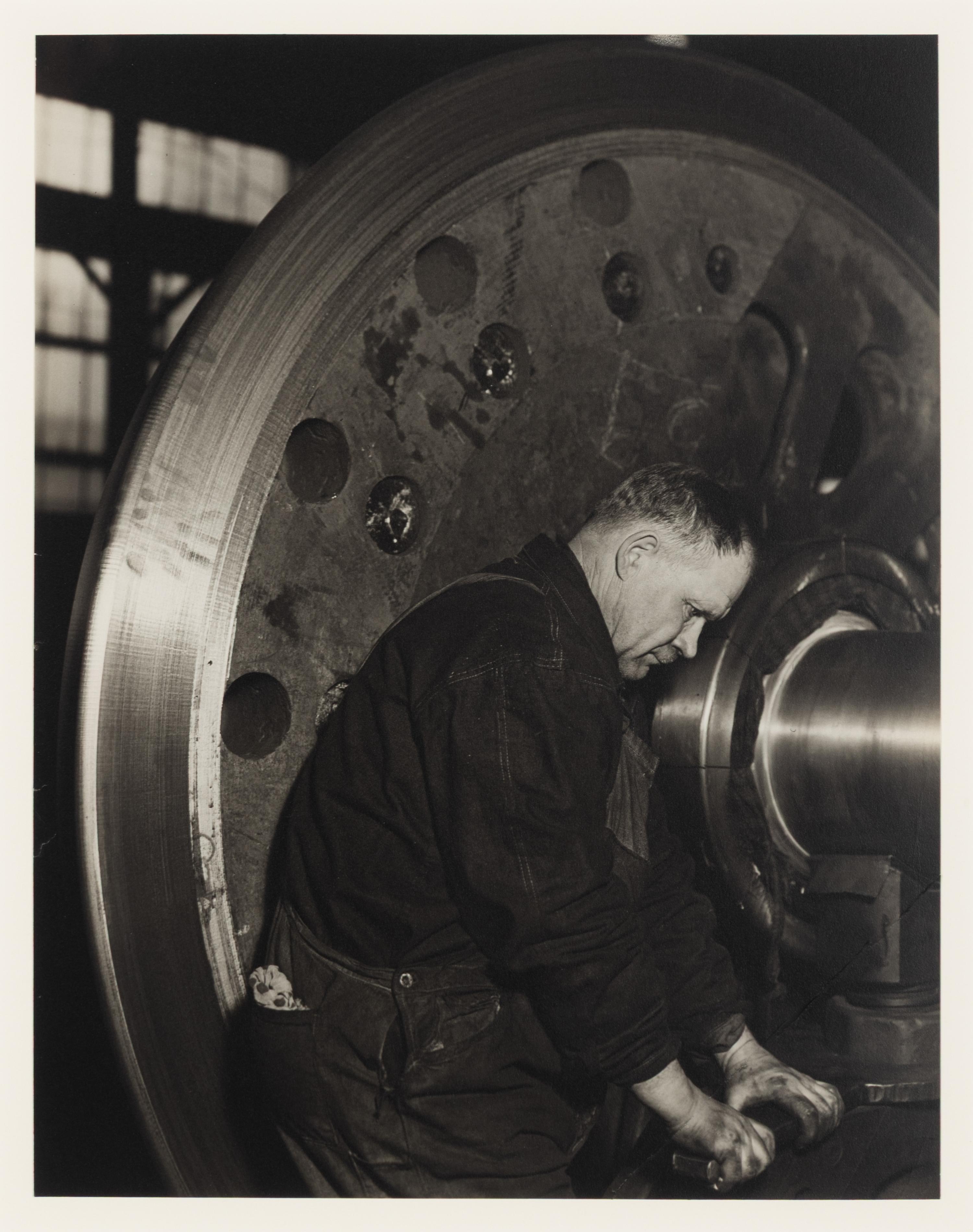 Lewis Hine (American, 1874–1940) — Mechanic (skilled) in a modern locomotive plant, ca. 1930; printed later