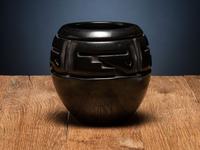 Deeply Carved Blackware Pottery Jar