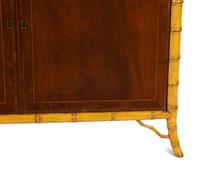 A Faux Bamboo and Mahogany Side Cabinet