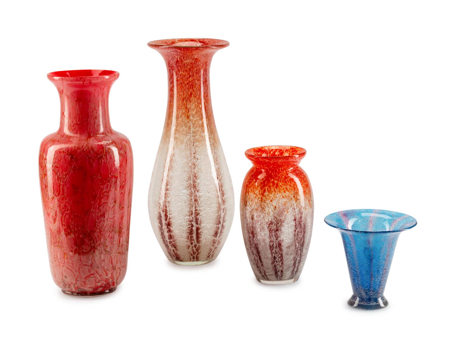 A Set of Four WMF Ikora Glass Vases — 20TH CENTURY