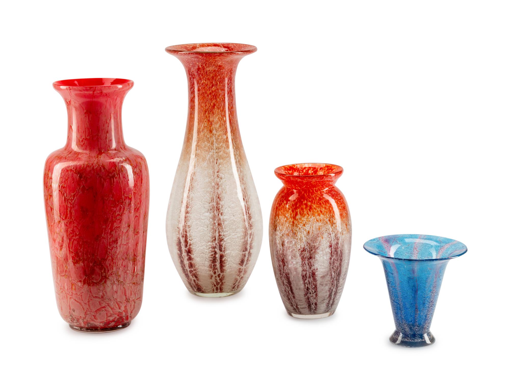 A Set of Four WMF Ikora Glass Vases — 20TH CENTURY