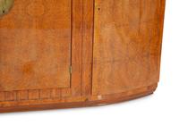 A French Art Deco Burl Amboyna and Birchwood Console Cabinet
