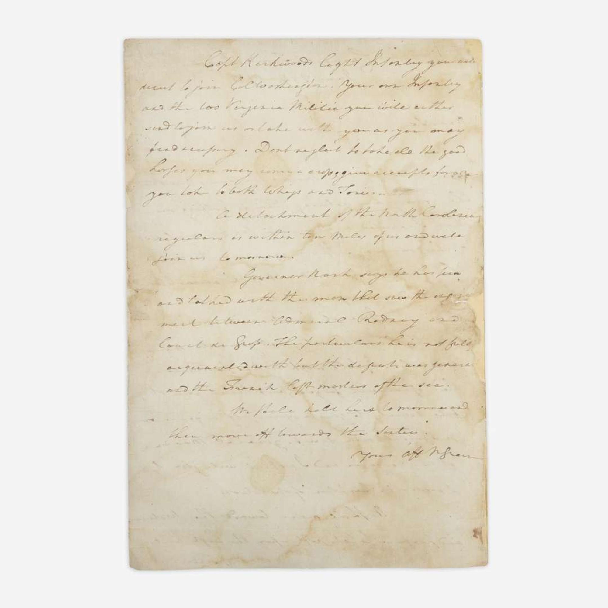 [American Revolution] Greene, Nathanael Autograph letter, signed