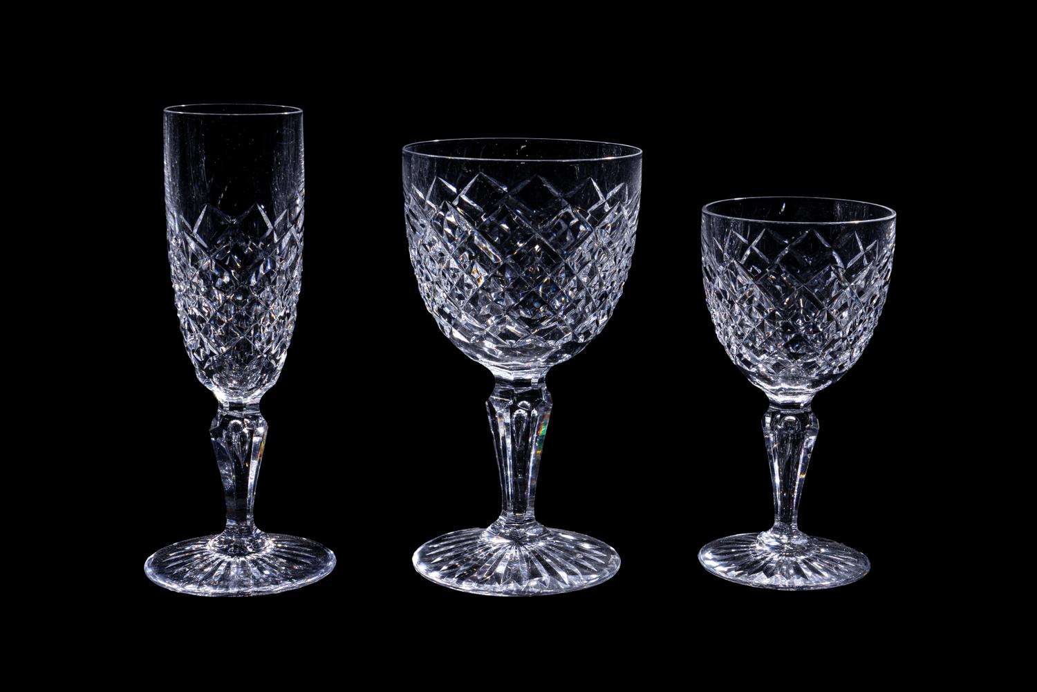 A Val St. Lambert Cut Glass Stemware Service