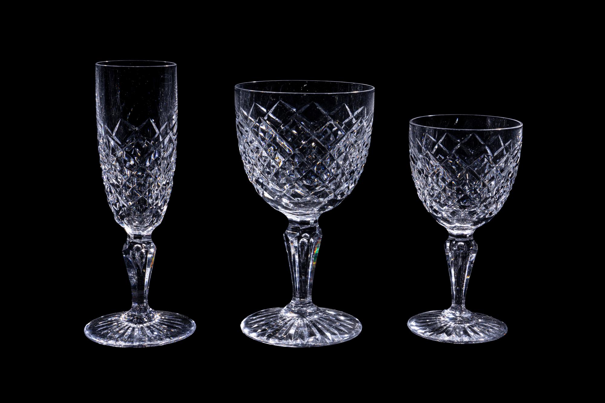 A Val St. Lambert Cut Glass Stemware Service