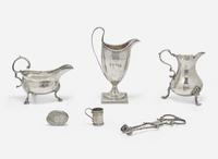 DUPLICATE F427 A collection of six George III and Victorian sterling silver table items, various makers, London, Dublin, and Birmingham, dates ranging 1761-1900