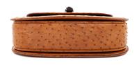 A Gucci Brown Ostrich Bamboo Top Handle Handbag, 7" H x 10.5" W x 2.5" D; Handle drop: 4.5".