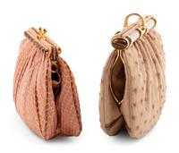 Two Judith Leiber Pouch Fame Bags; One Ostrich, One Snakeskin