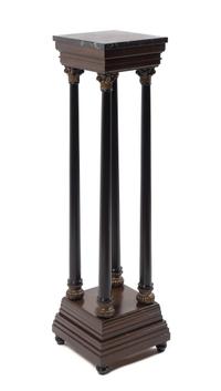 A Regency Ebonized and Gilt Marble-Top Pedestal Height 43 7/8 inches. — 19TH CENTURY