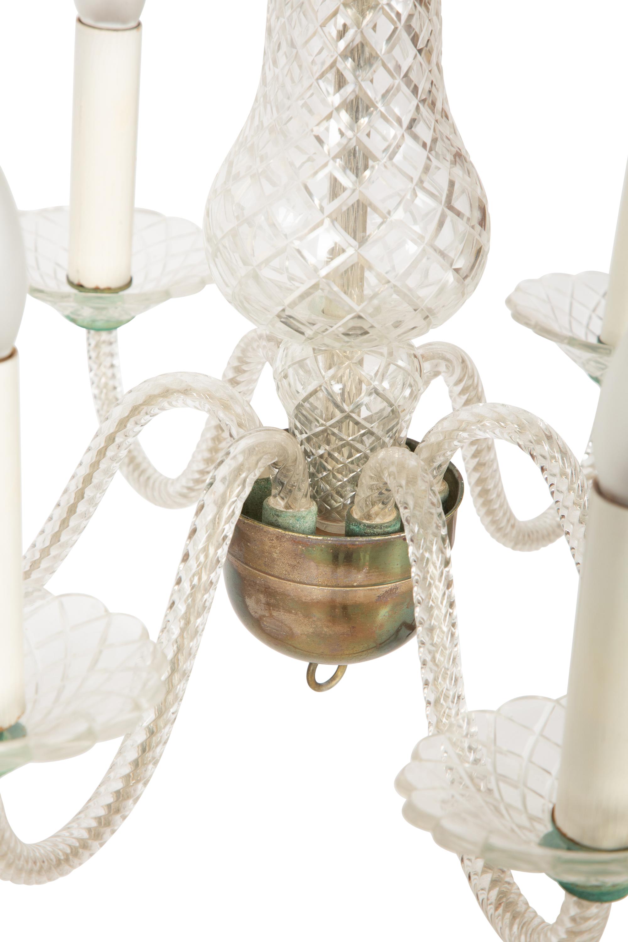 A Venetian Style Glass Six-Light Chandelier
