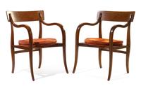 A Pair of Edward Wormley for Dunbar Alexandria Open Arm Chairs Height 33 inches.