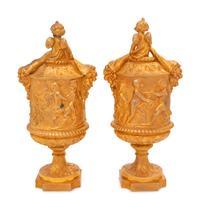 A Pair of Louis XV Style Gilt Bronze Covered Cache Pots