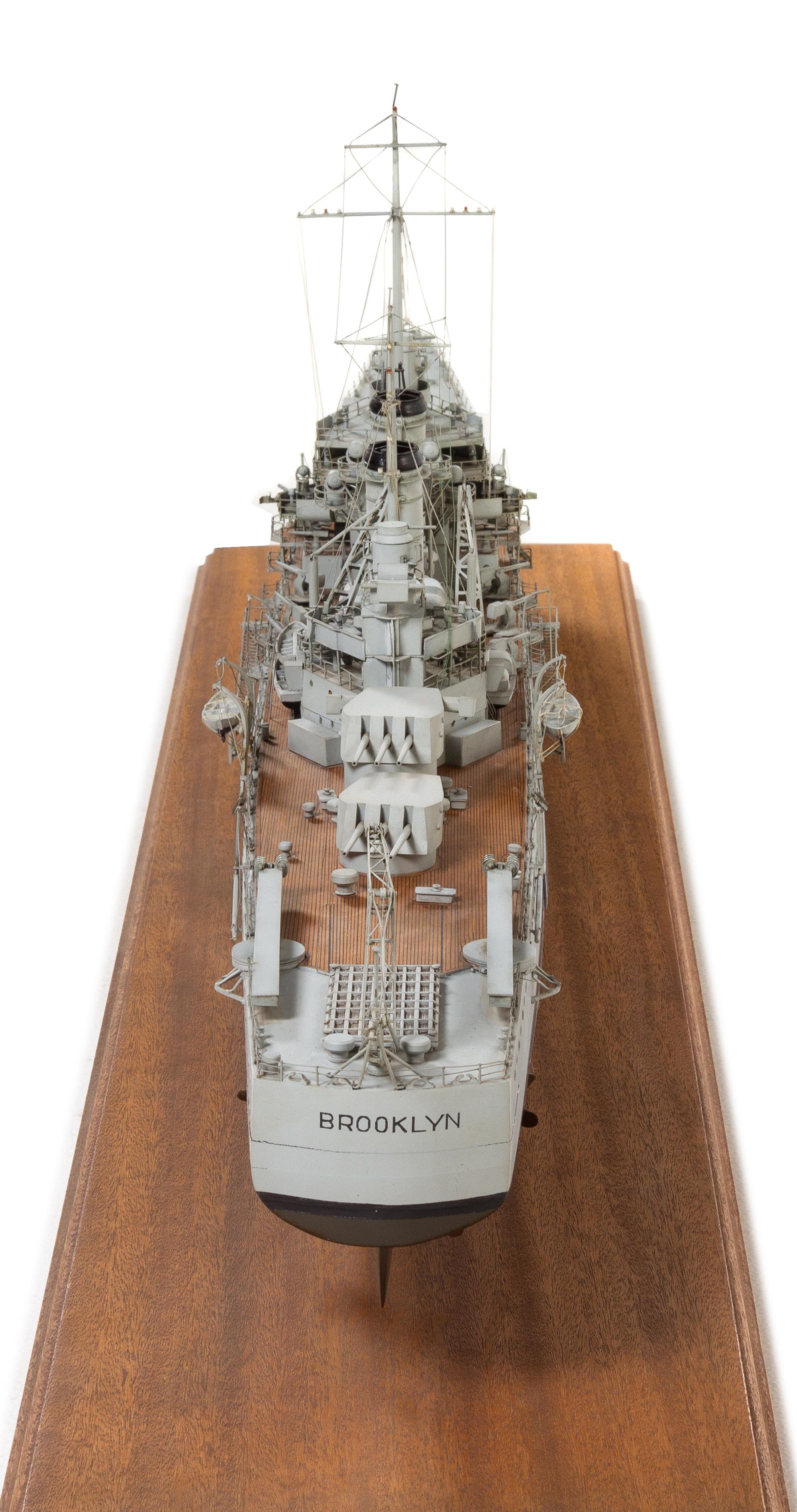A Ship Model of the "USS Brooklyn" Height 12 x length of base 42 inches.