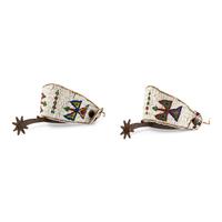 Roweled Iron Spurs with Plains Beaded Spur Straps, Thunderbirds