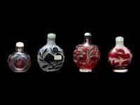 Four Chinese Overlay Glass Snuff Bottles