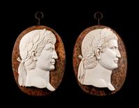 A Set of Four Roman Style Marble Oval Portrait Medallions