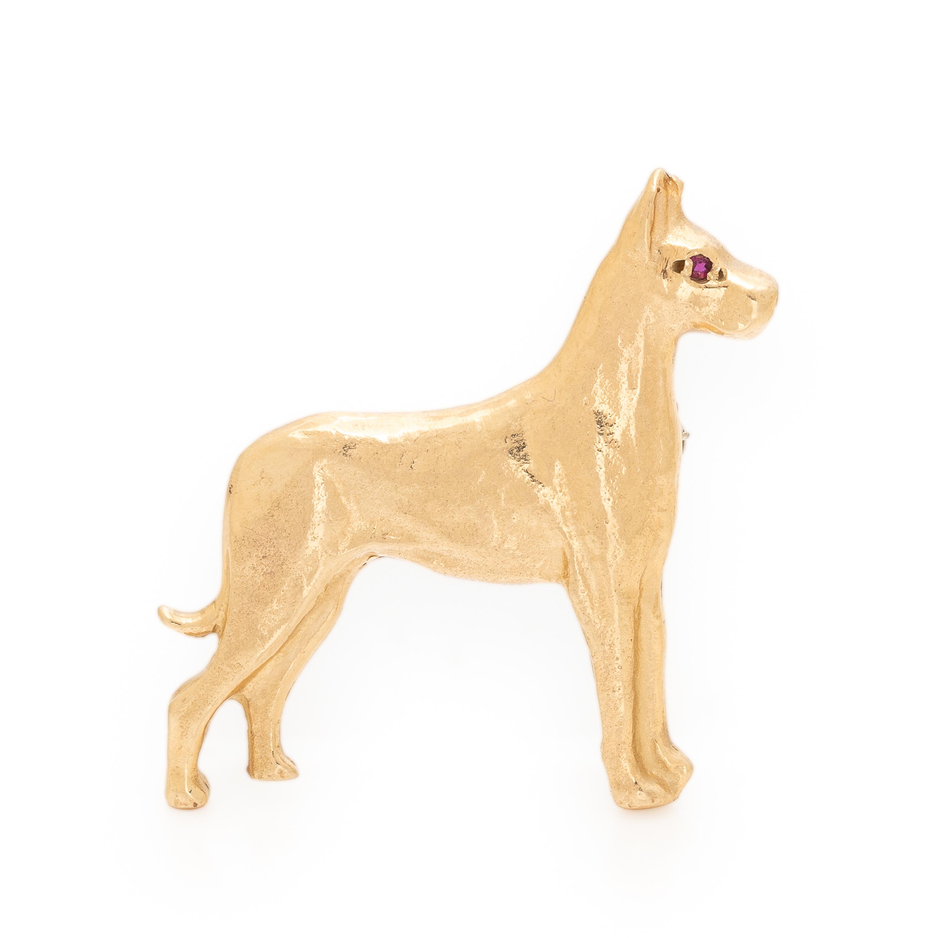 Yellow Gold Great Dane Brooch