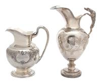 Two Sheffield Silver Plate Ewers Height of tallest 15 3/4 inches. — 19TH CENTURY