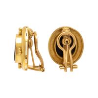 Elizabeth Locke, Venetian Glass Intaglio and Yellow Gold Earrings