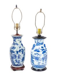 Two Chinese Export Porcelain Vases Mounted as Lamps