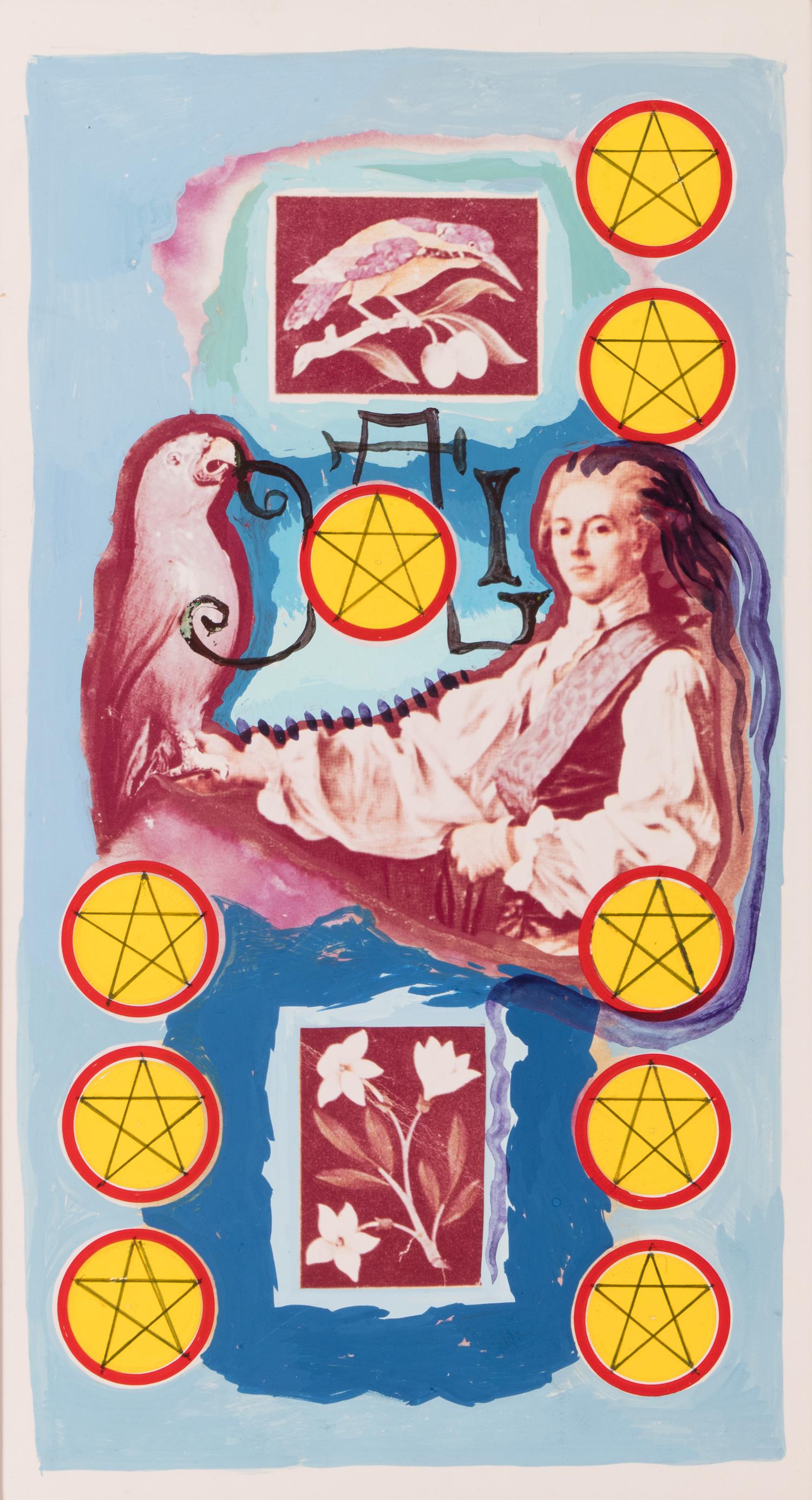 Neuf de Pentacles, Arcane Mineur ( Projet pour Le Jeu de Cartes Le Tarot Universel de Salvador Dalí), 1971