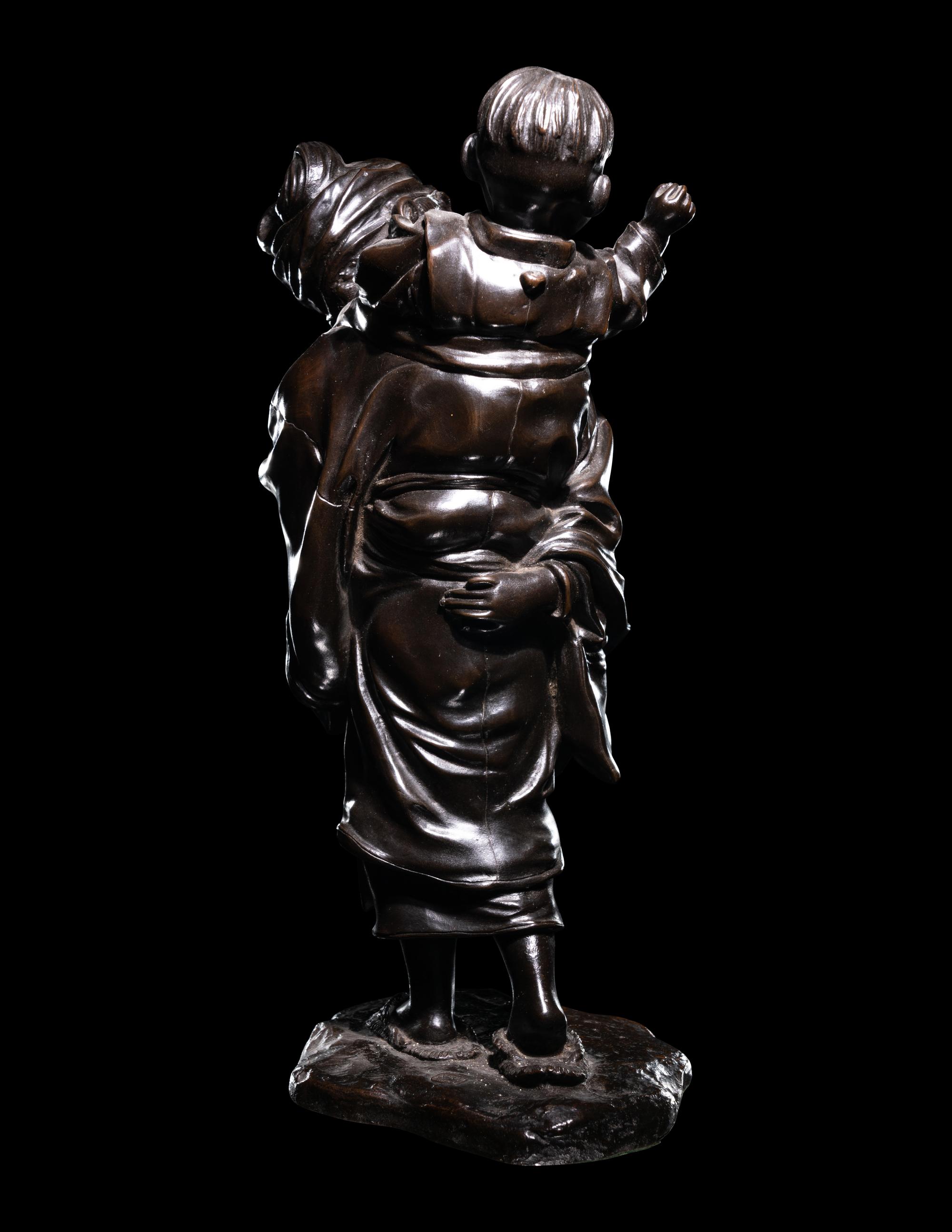 Two Japanese Bronze Figural Groups