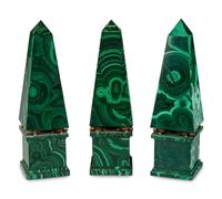 A Set of Three Malachite Obelisks