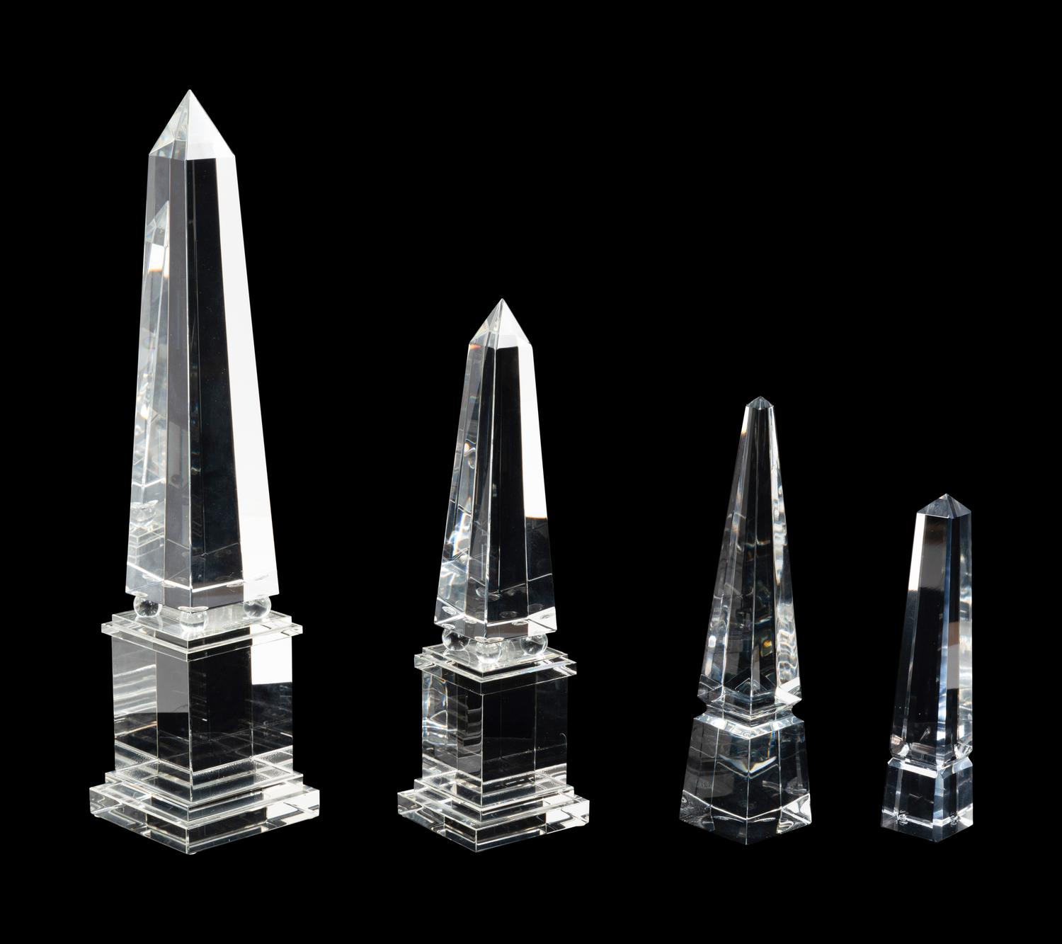 A Group of Four Glass Obelisks