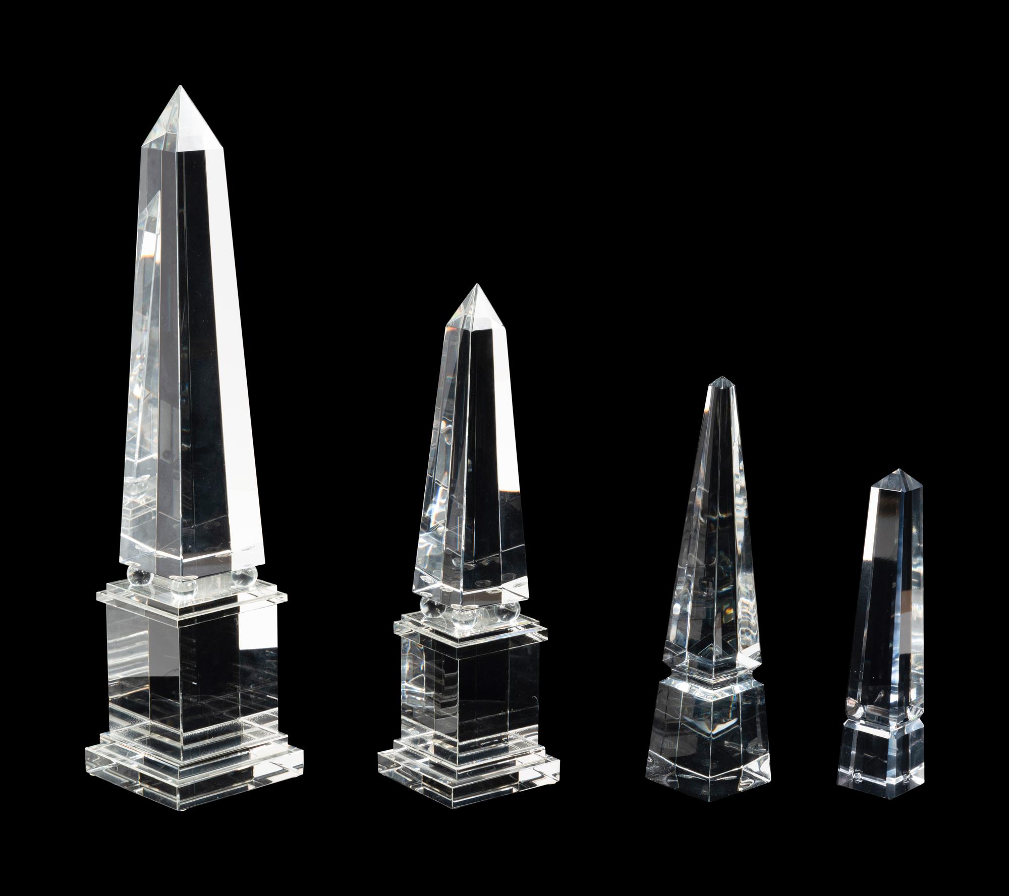 A Group of Four Glass Obelisks
