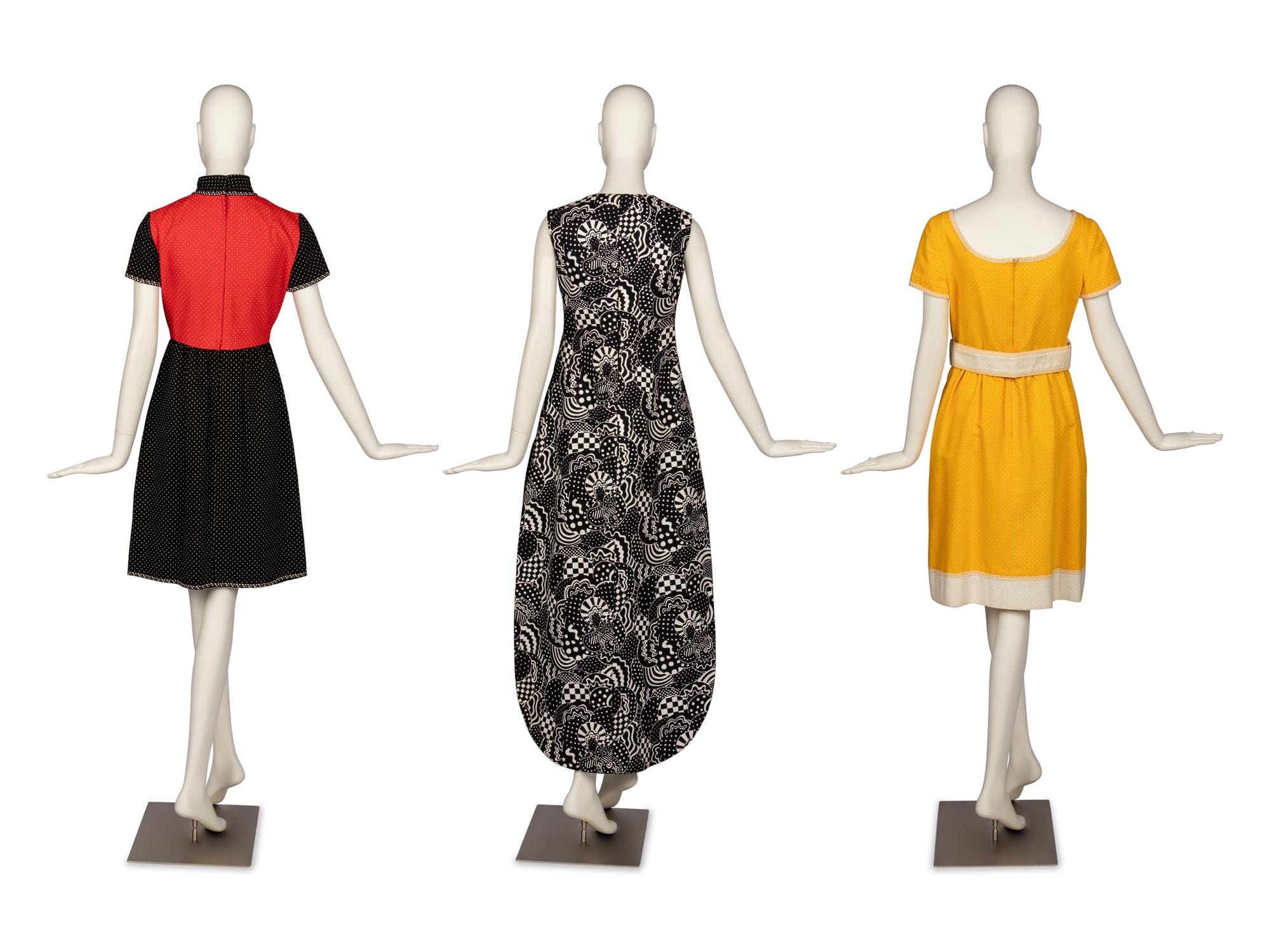Three Dresses by Oscar de la Renta and Geoffrey Beene, 1960-70s