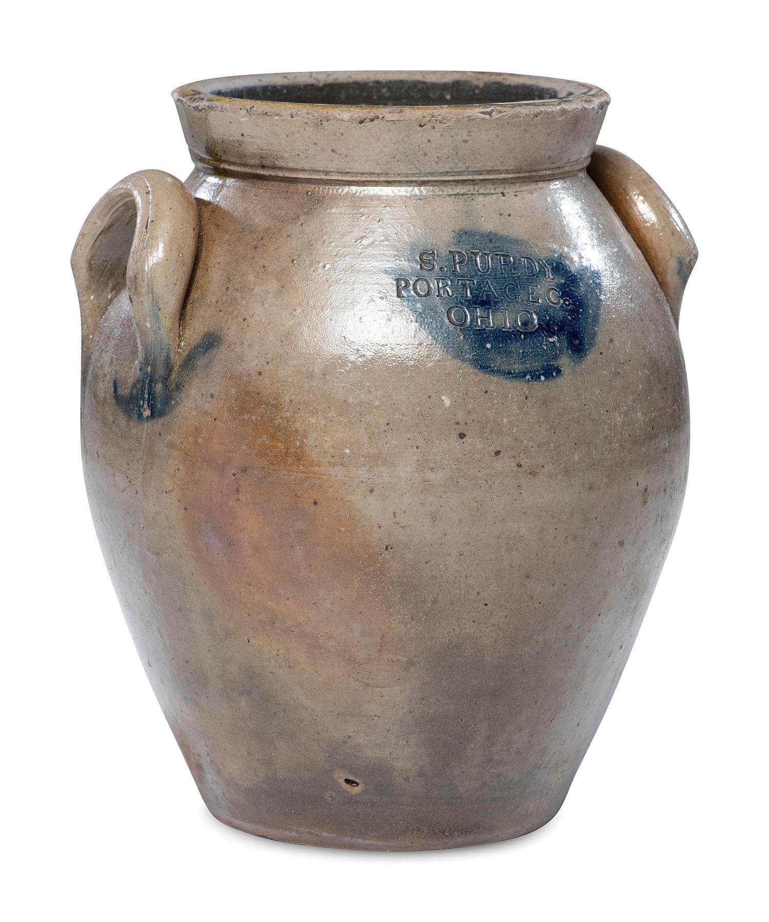 A Rare S. Purdy One-Gallon Ovoid Stoneware Crock