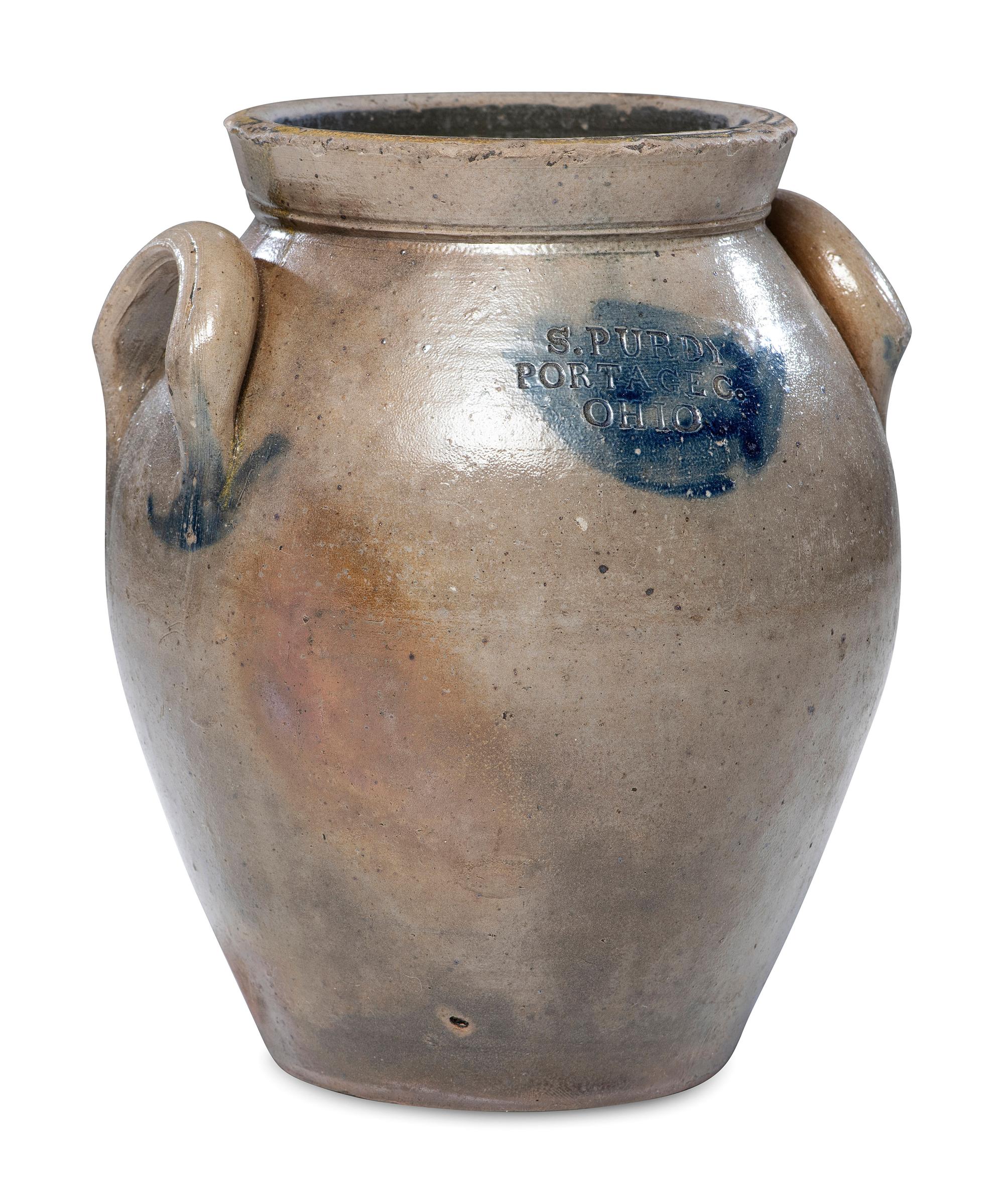 A Rare S. Purdy One-Gallon Ovoid Stoneware Crock