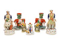 A Group of Seven English Staffordshire Figures — 19TH CENTURY