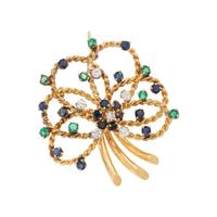 DIAMOND AND MULTIGEM SPRAY PENDANT/BROOCH
