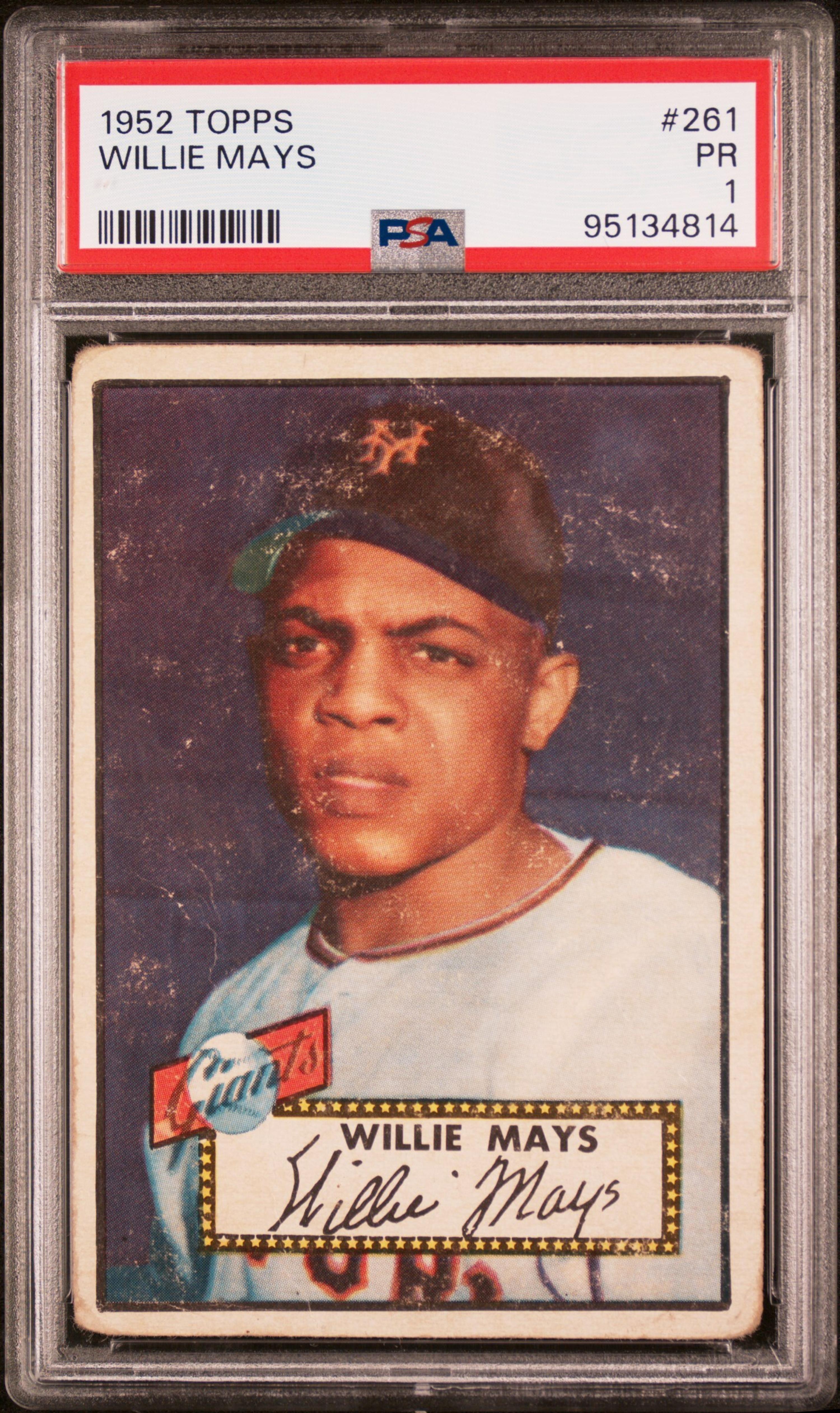 A 1952 Topps Willie Mays Rookie Baseball Card No. 261 (PSA 1)