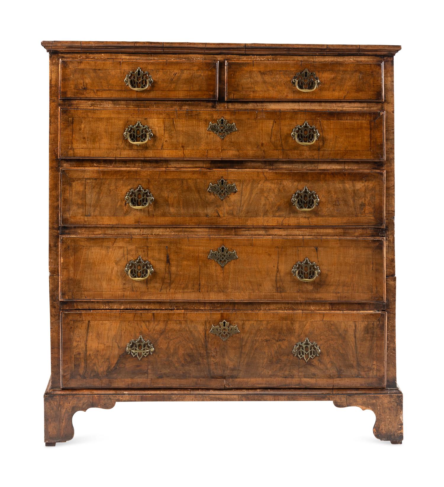 A George II Walnut Chest of Drawers