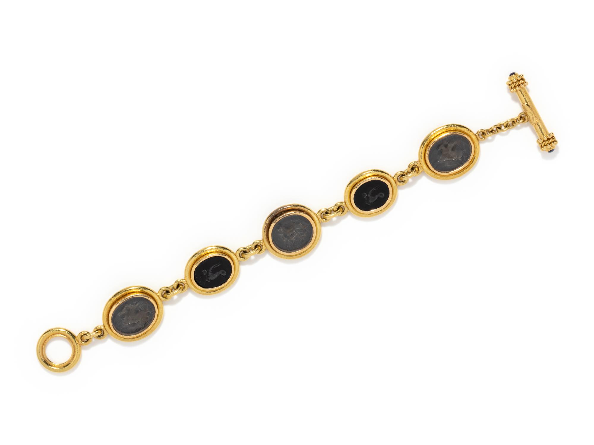 ELIZABETH LOCKE, YELLOW GOLD AND INTAGLIO BRACELET