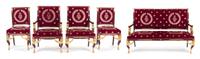 An Empire Gilt Metal Mounted Parlor Suite, Height 39 1/2 inches.
