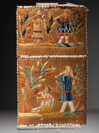 Huron Moosehair Embroidered Cigar Case, Figures Smoking Pipes