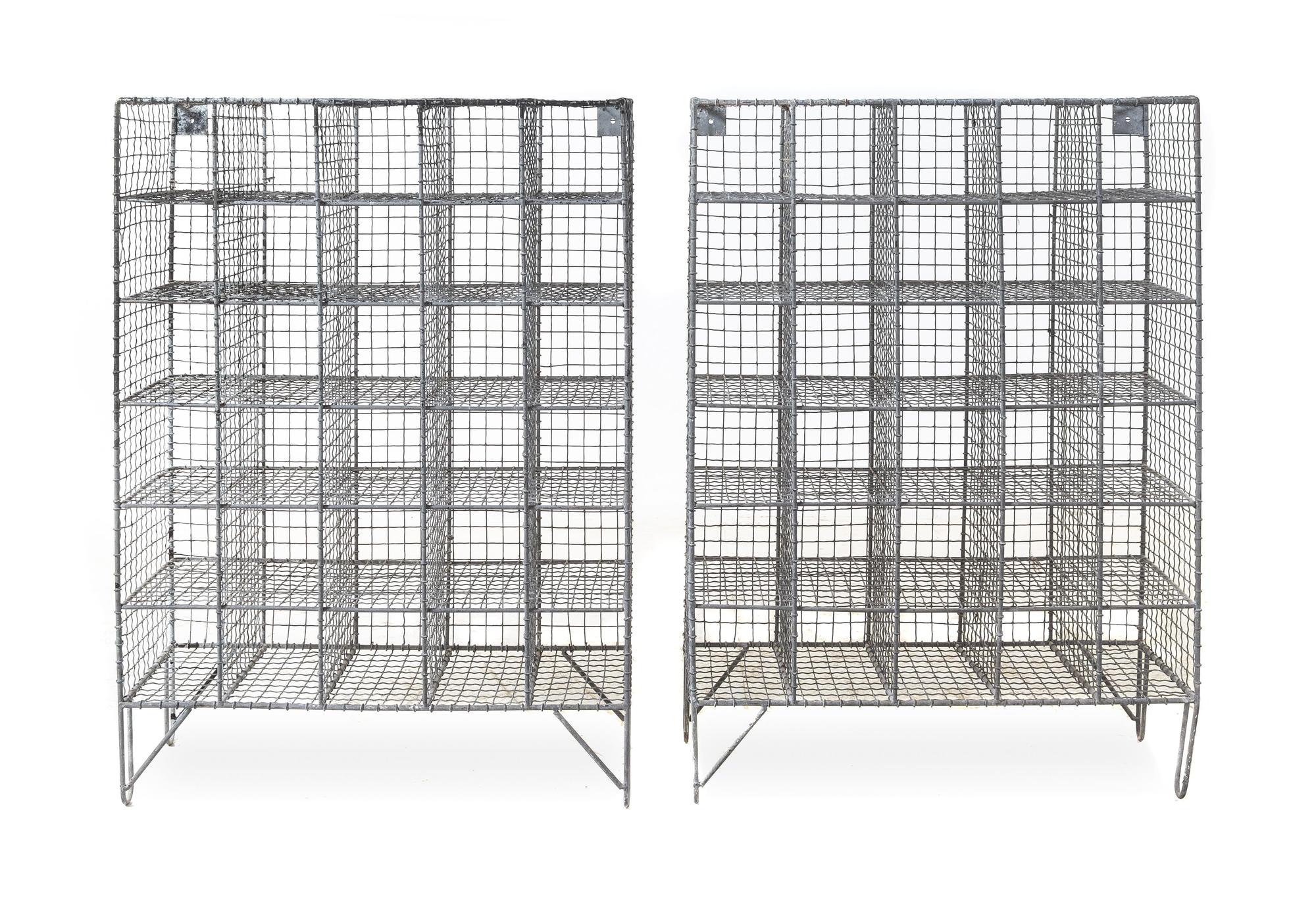 A Pair of Painted Metal Wire Cabinets