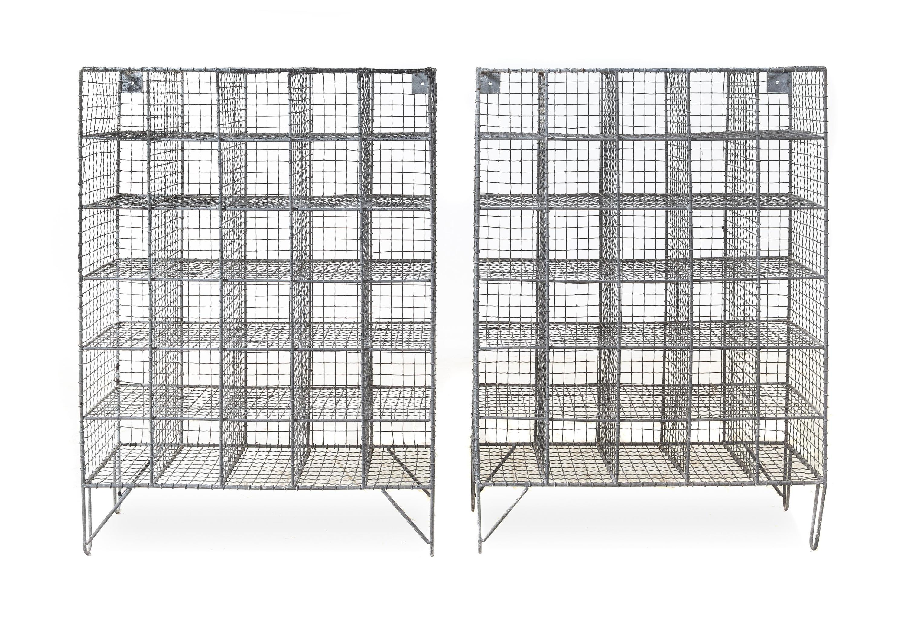 A Pair of Painted Metal Wire Cabinets