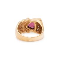 YELLOW GOLD, GARNET, AND DIAMOND RING