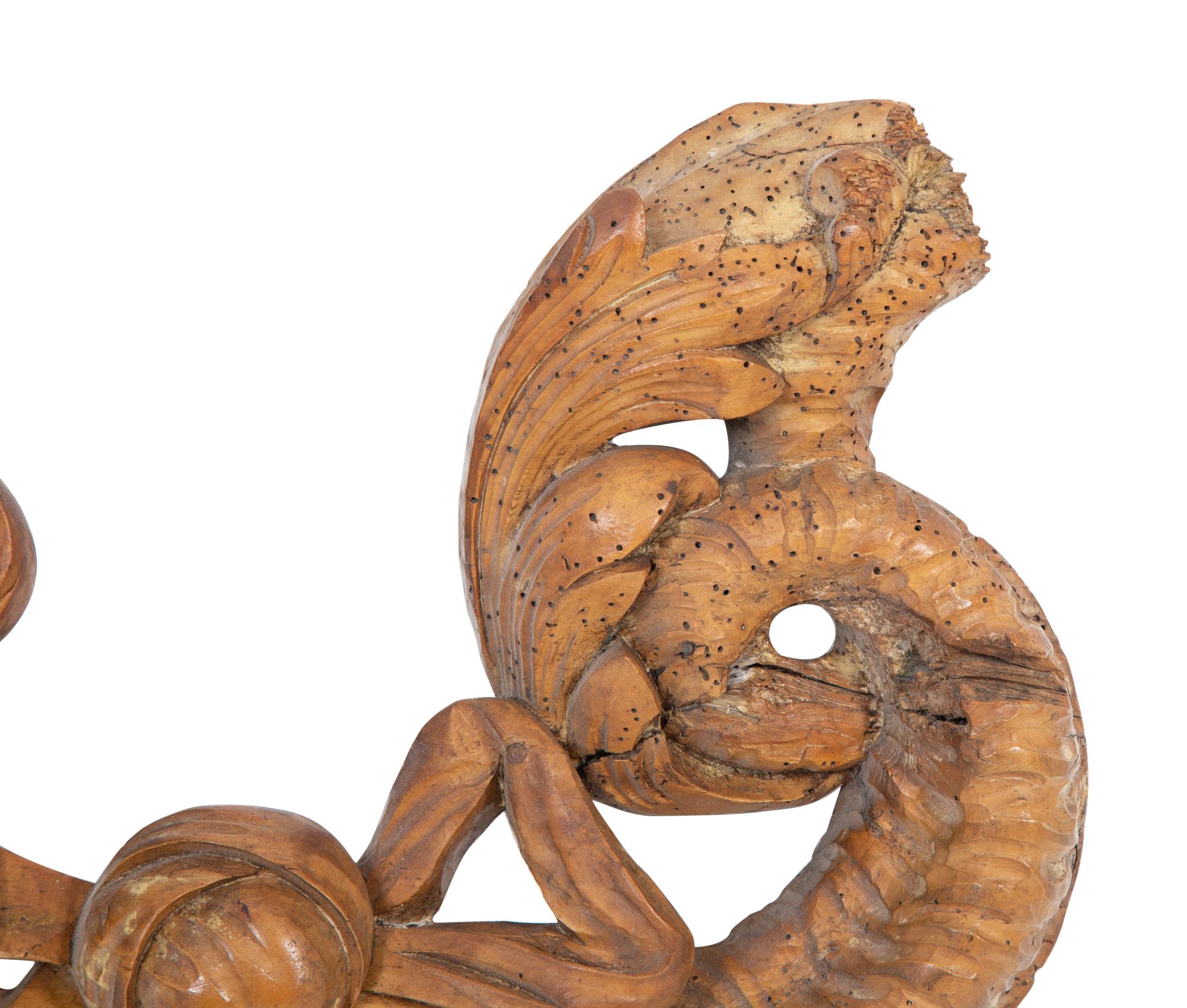 A Pair of Continental Carved Fruitwood Cornucopia Wall Appliques