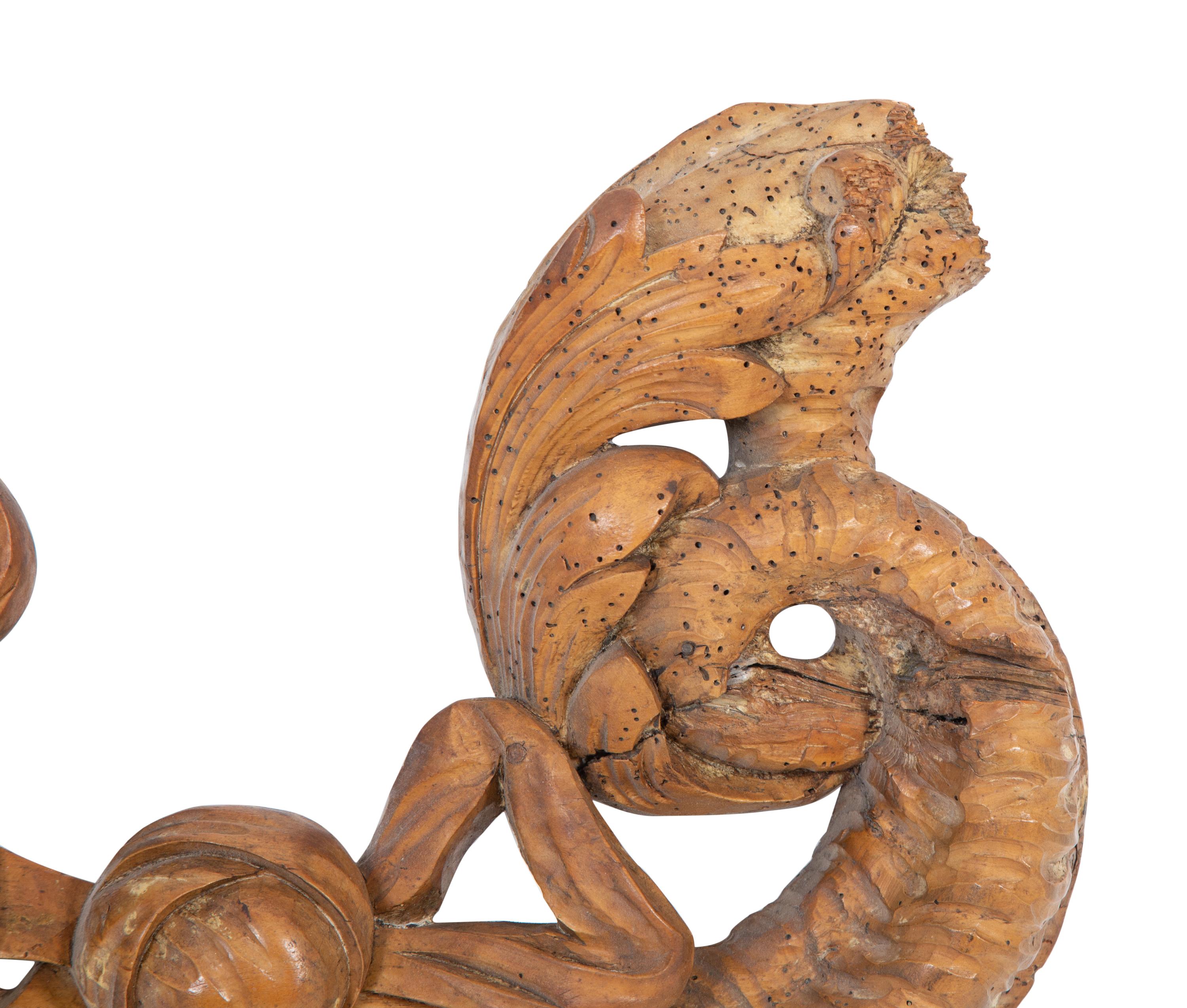 A Pair of Continental Carved Fruitwood Cornucopia Wall Appliques