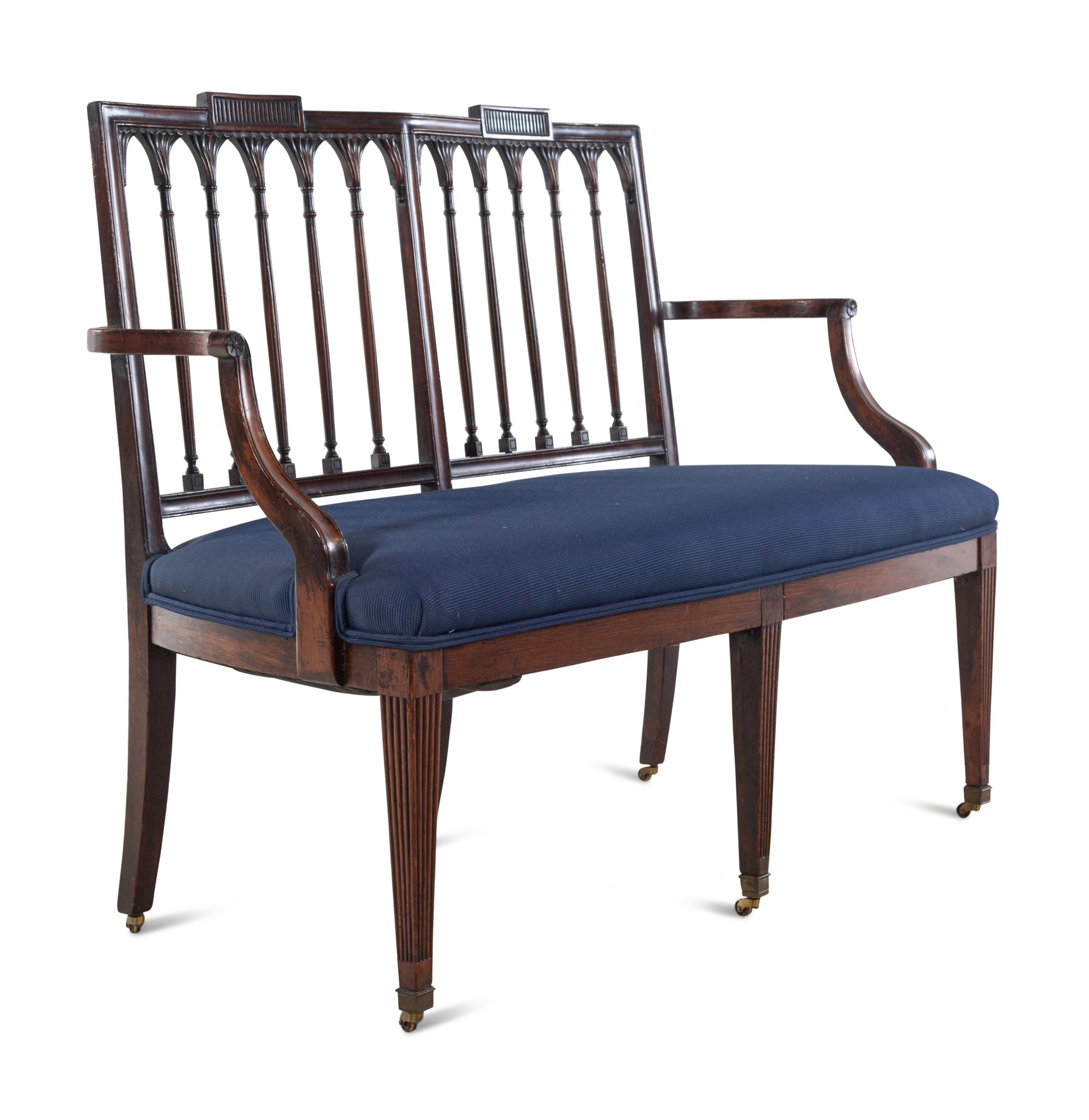A Rare Federal Carved Mahogany Double Chair Back Settee