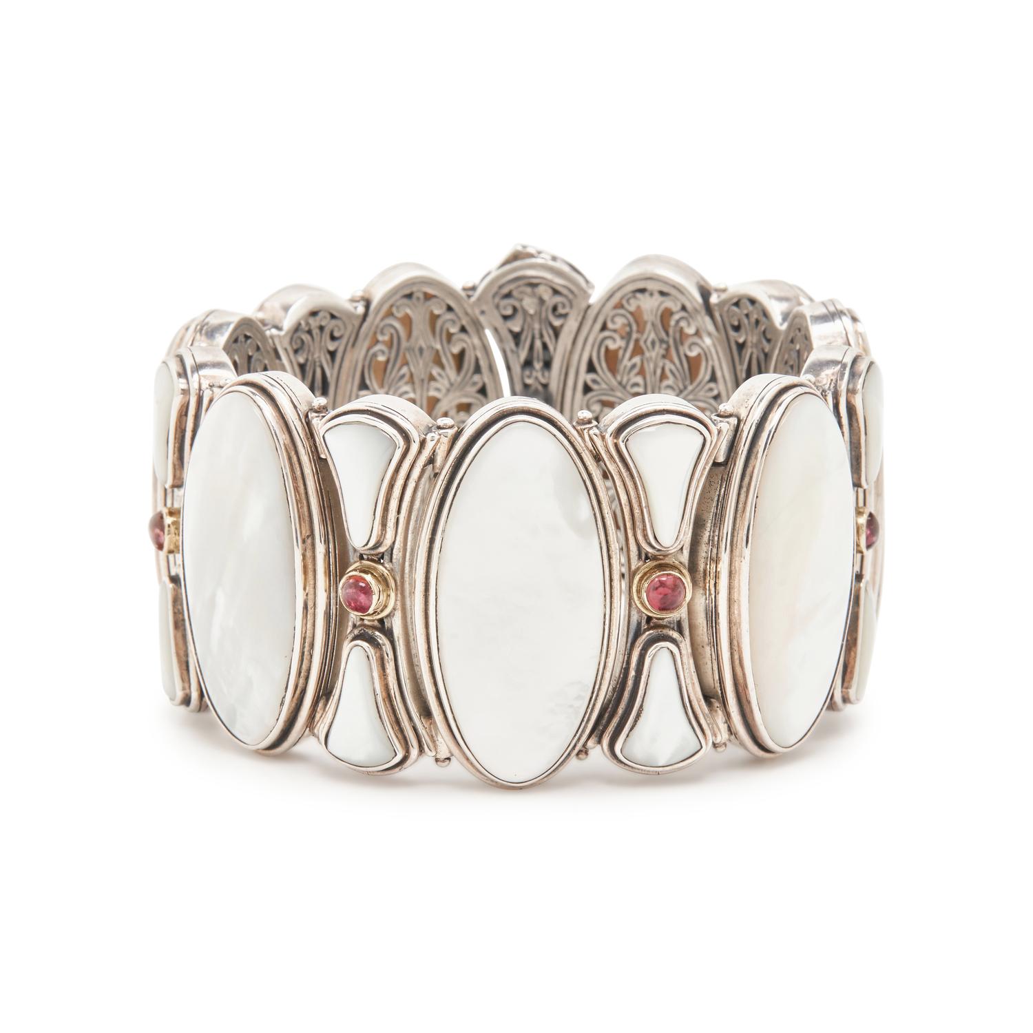 KONSTANTINO, SILVER, MOTHER-OF-PEARL, AND PINK TOURMALINE BRACELET