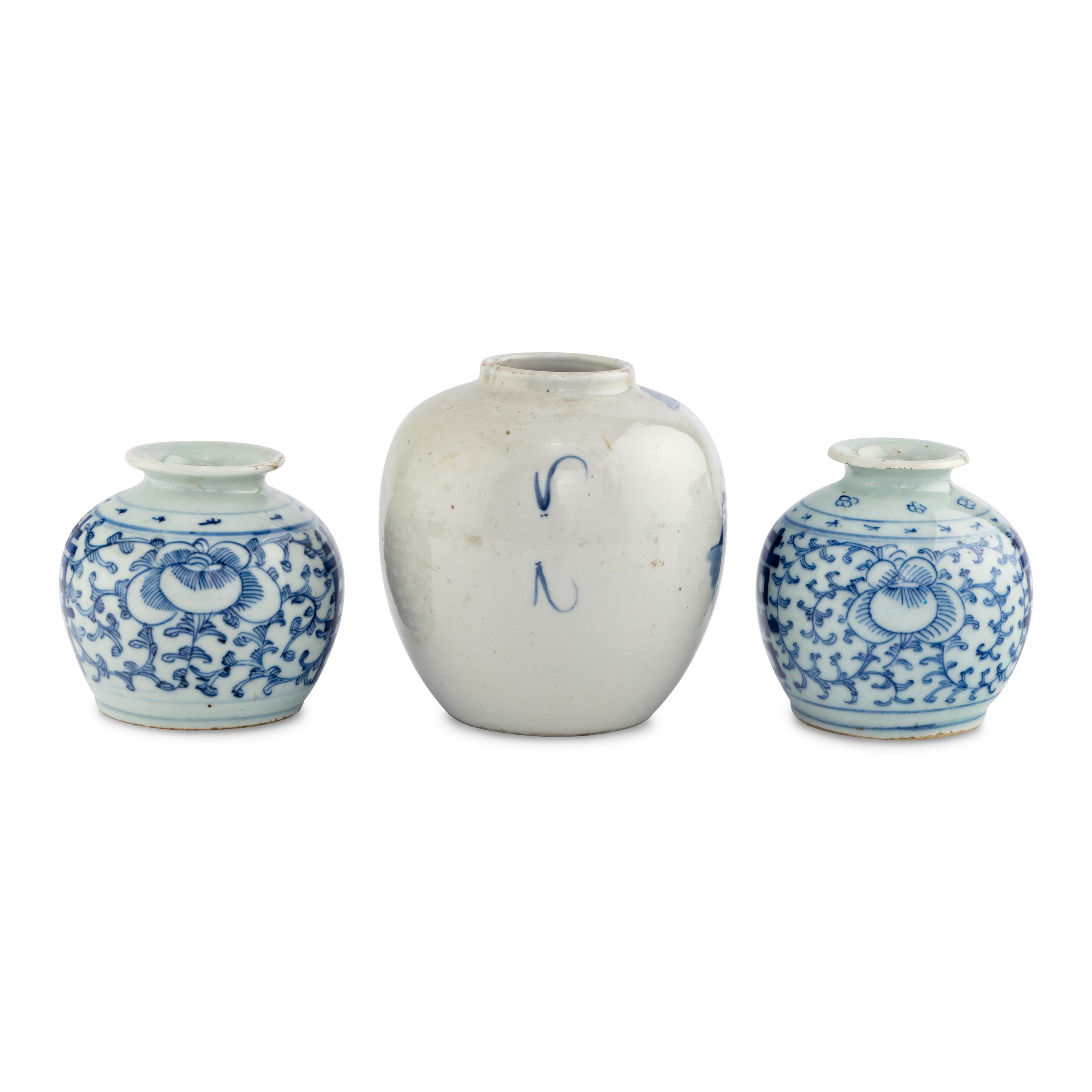 Three Chinese Porcelain Blue-and-White Ginger Jars