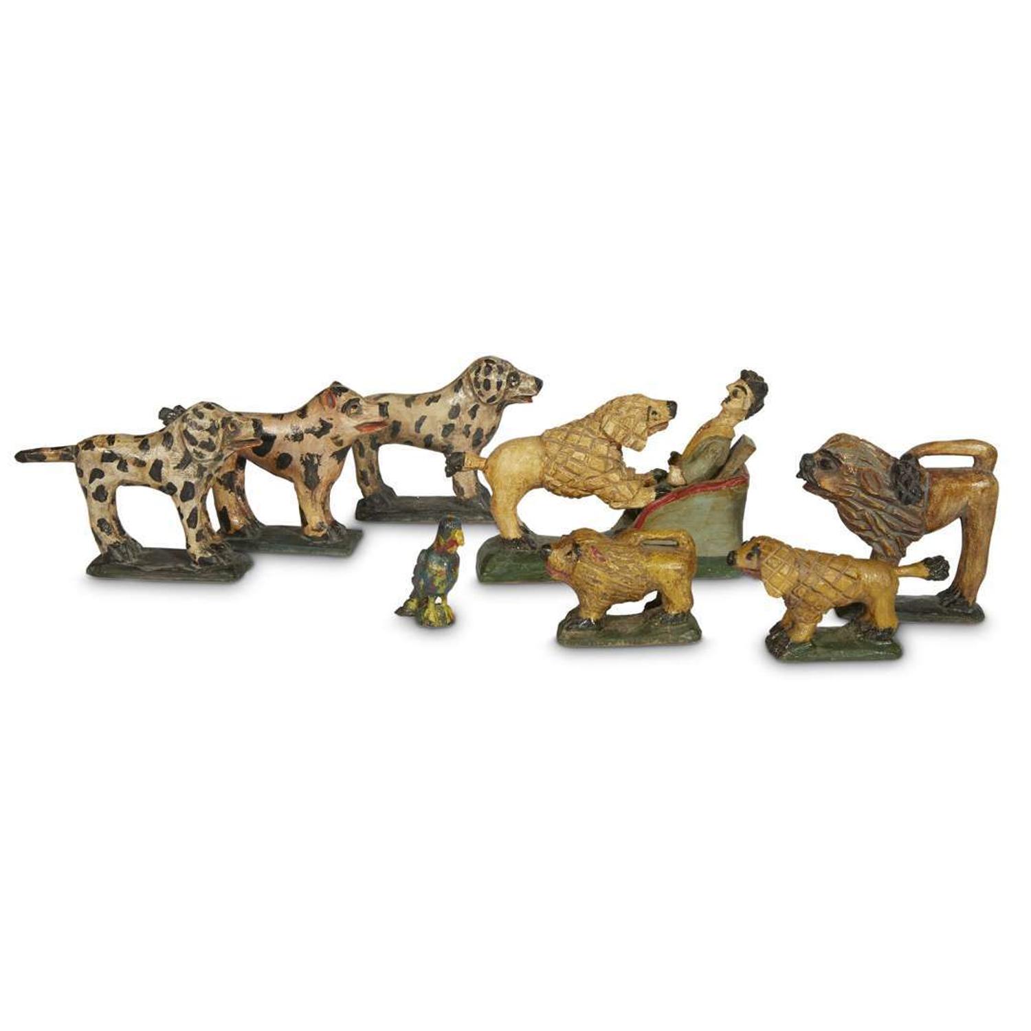 Group of eight small carved and painted animals in the manner of Wilhelm Schimmel (1817-1890) Robert Stauffer, late 20th century